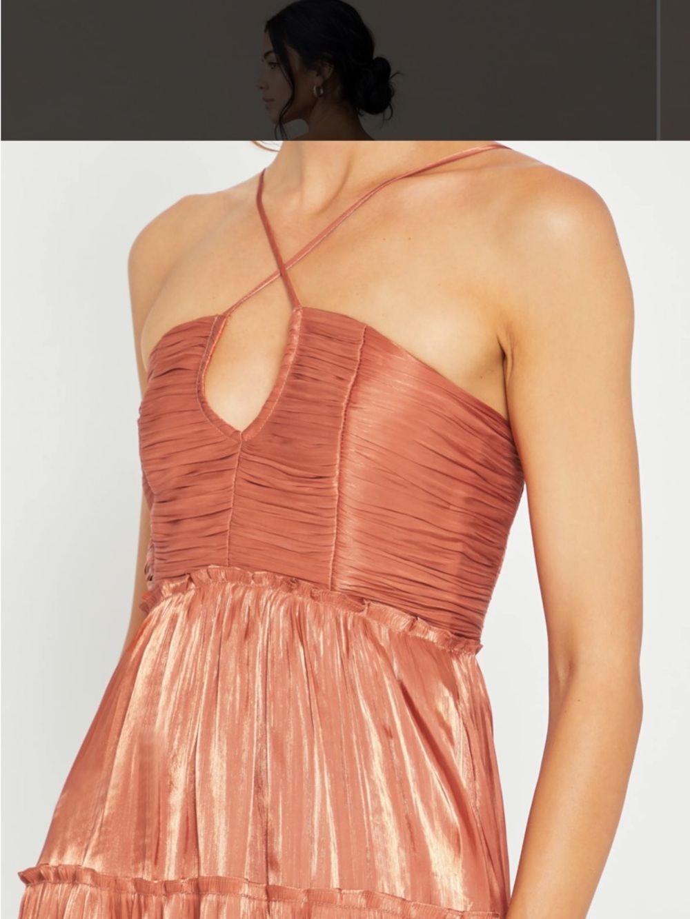 Alexis Copper-Tone Halter Tiered Maxi Dress - Picture 2 of 4